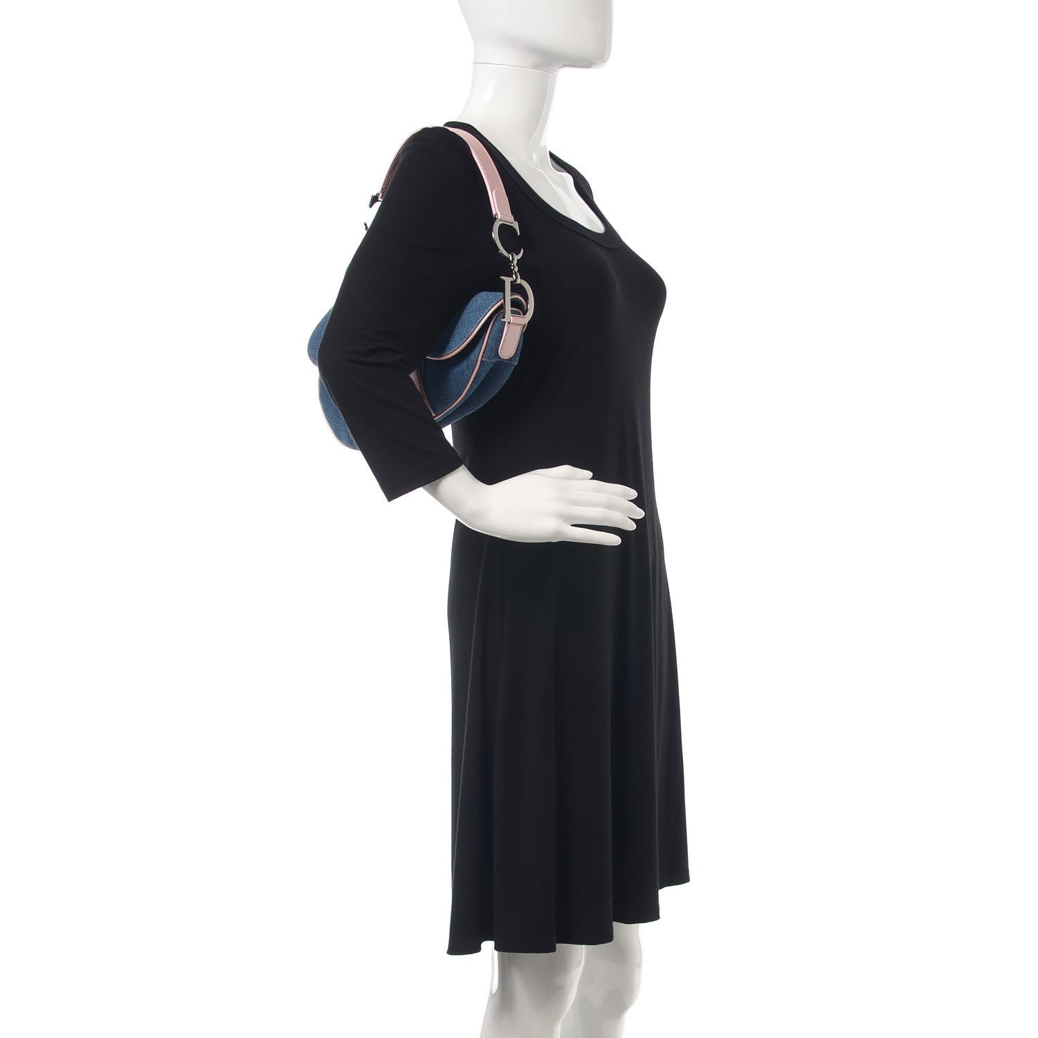 Christian Dior Patent Denim Jeans Saddle Bag Blue Pink 2 of 10