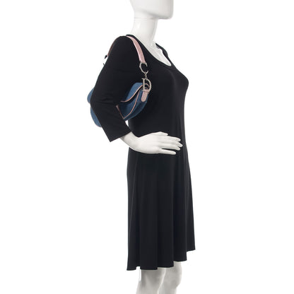 Christian Dior Patent Denim Jeans Saddle Bag Blue Pink 2 of 10