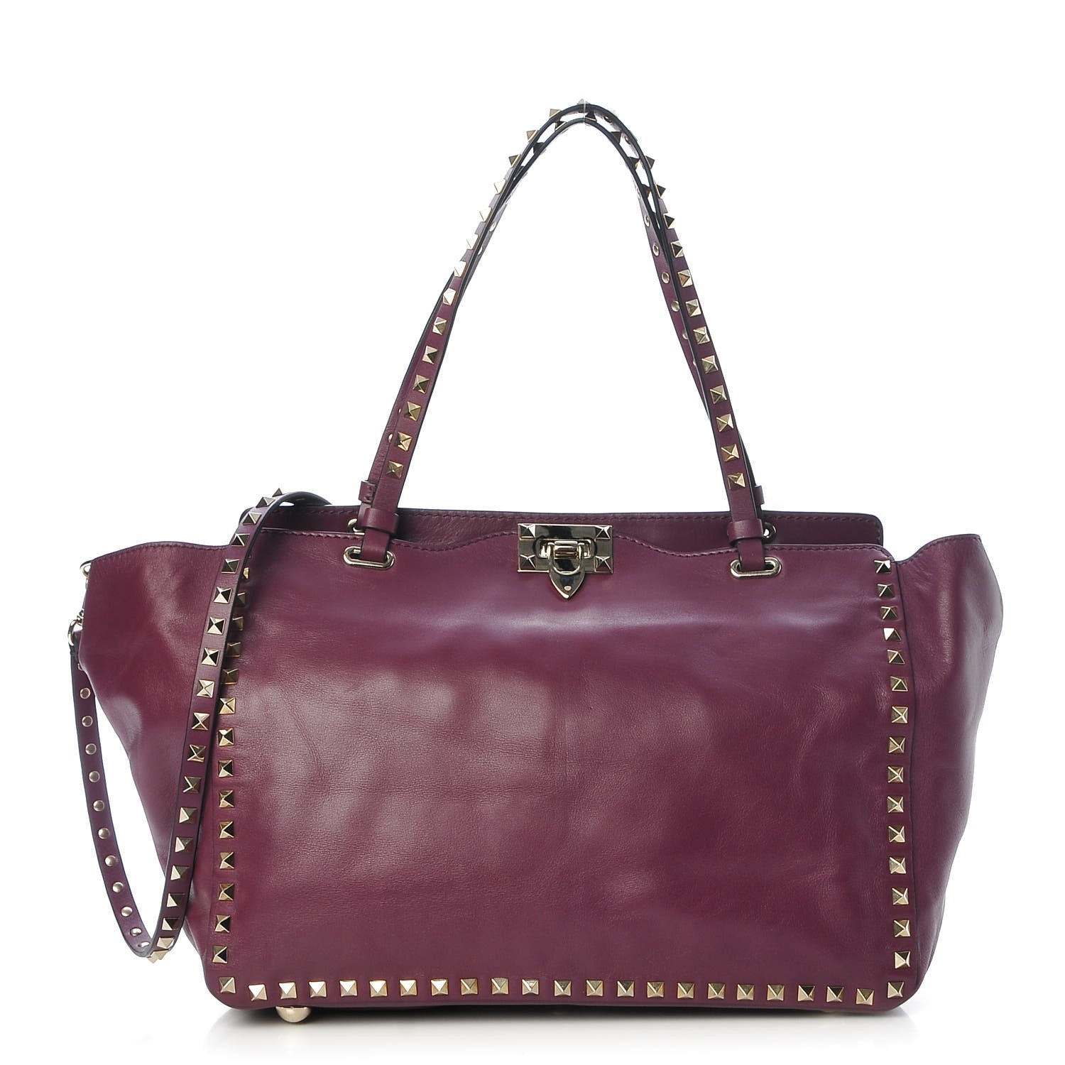 Valentino Garavani Vitello Medium Rockstud Tote Grape 1 of 9
