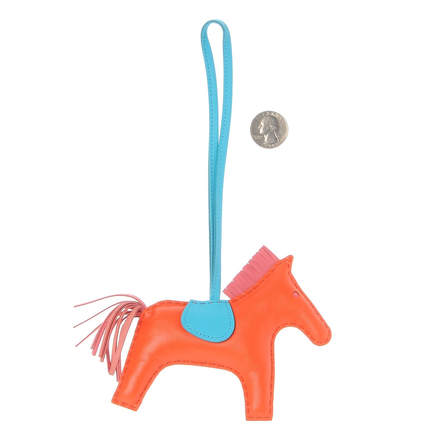 Milo Lambskin Grigri Rodeo Horse Bag Charm MM Orange Poppy Rose Azalee Bleu Azteque
