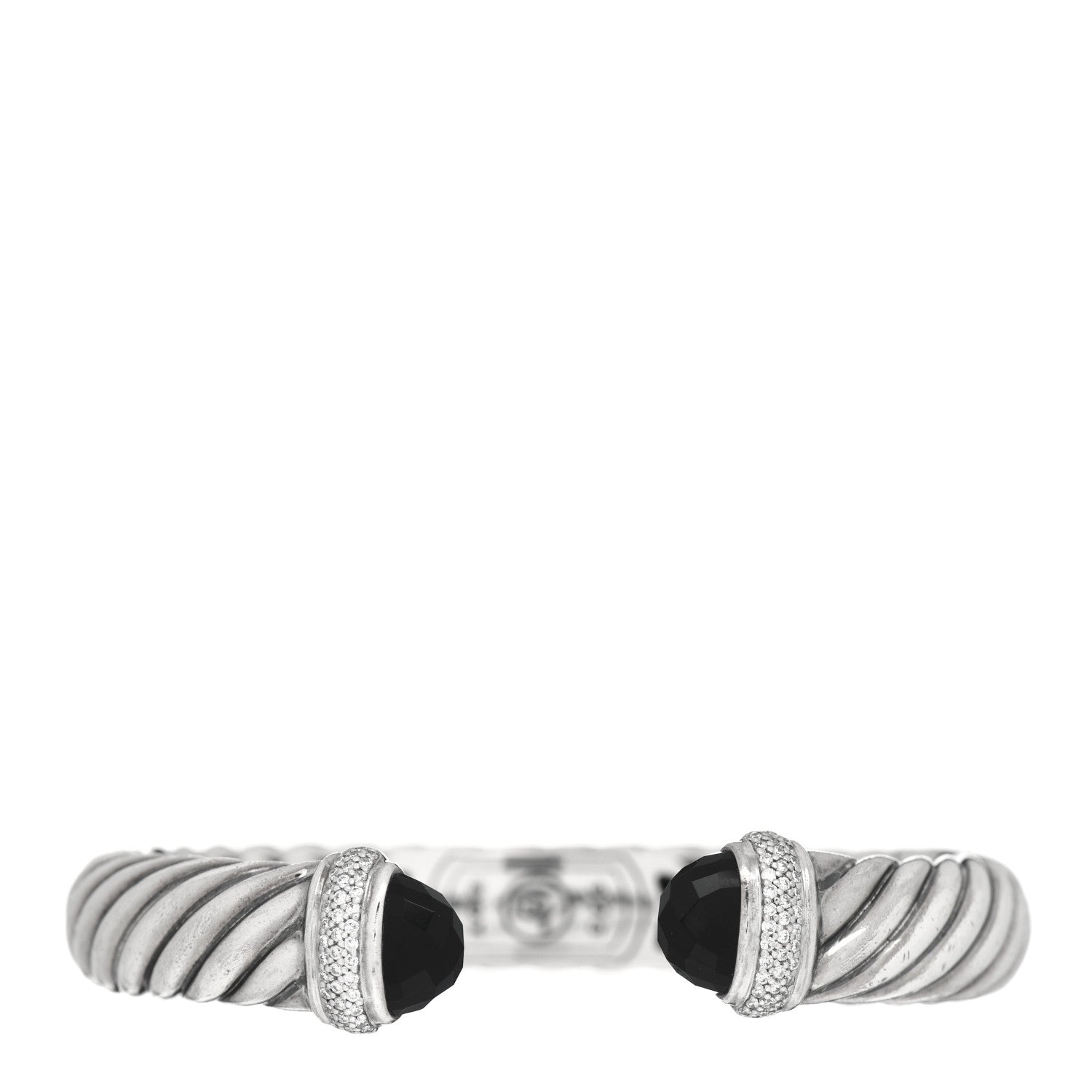 David Yurman Sterling Silver Diamond Black Onyx 10mm Waverly Bracelet 1 of 4