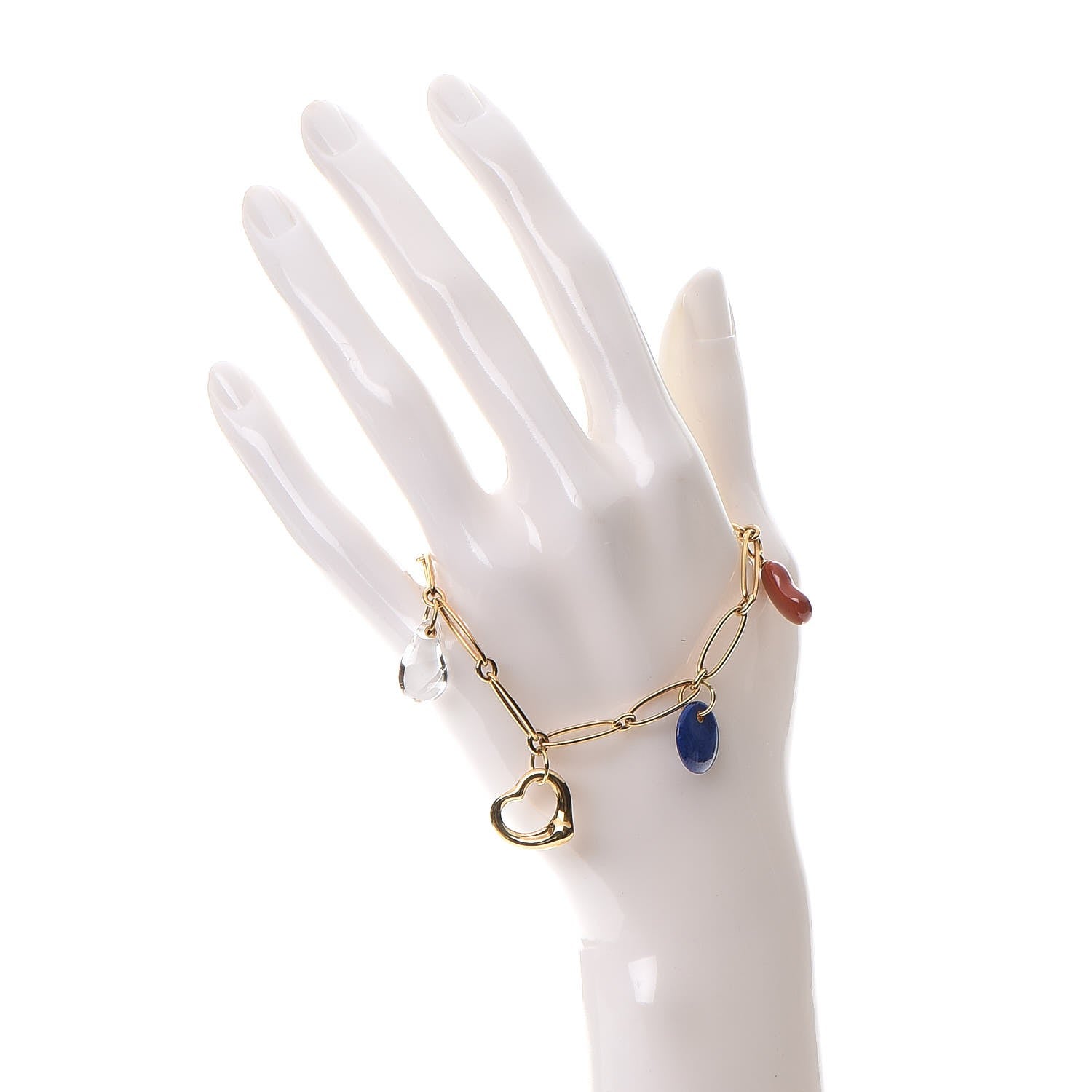 Tiffany 18K Yellow Gold Elsa Peretti Five Stone Charm Bracelet 2 of 8