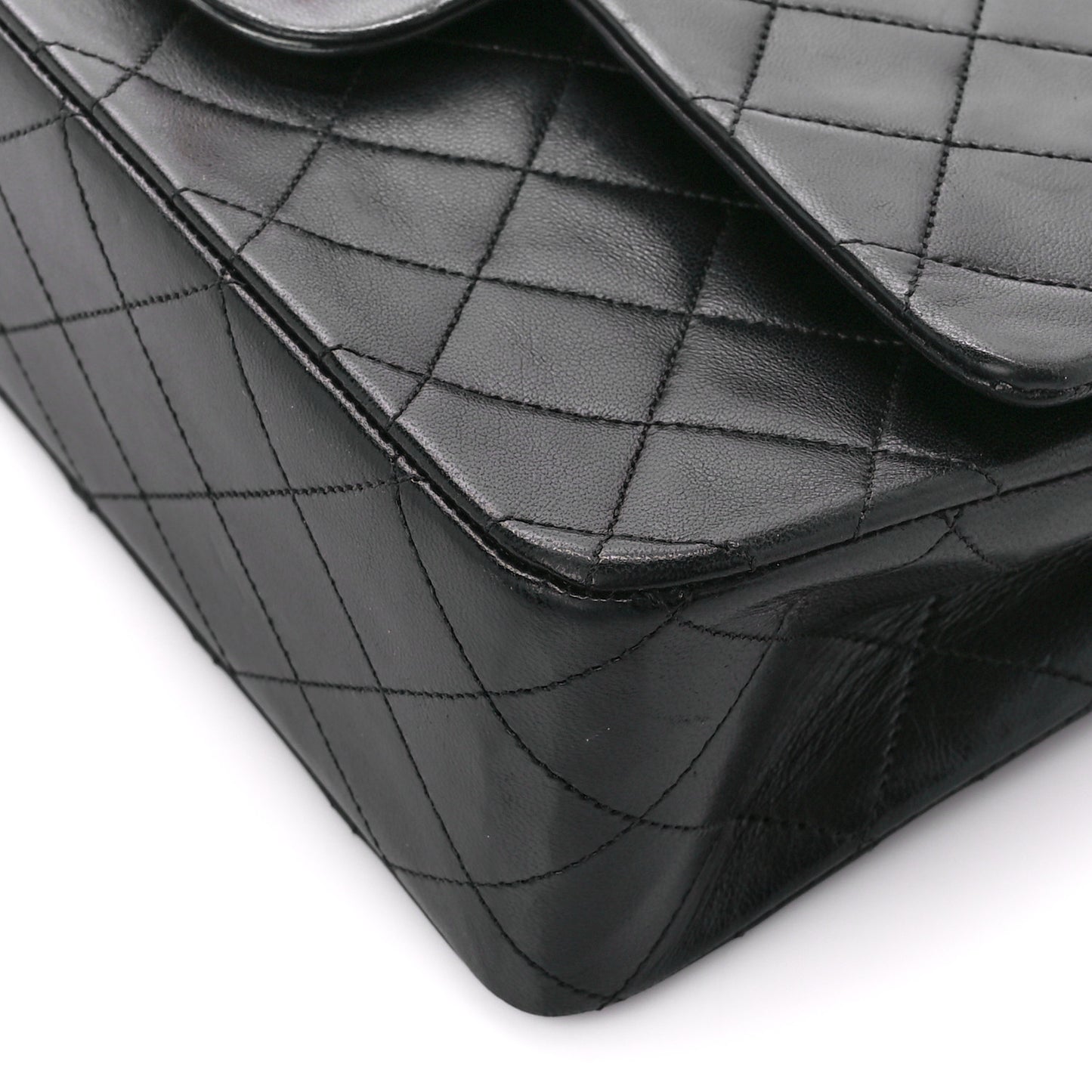 Lambskin Quilted Medium Double Flap Black