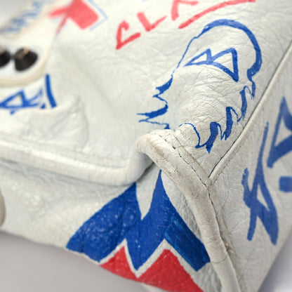 Balenciaga Agneau Graffiti All Over Classic Hardware Mini City White Bleu Rouge 7 of 31