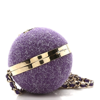 Chanel Tweed Minaudiere Round Chain Clutch Purple 4 of 11
