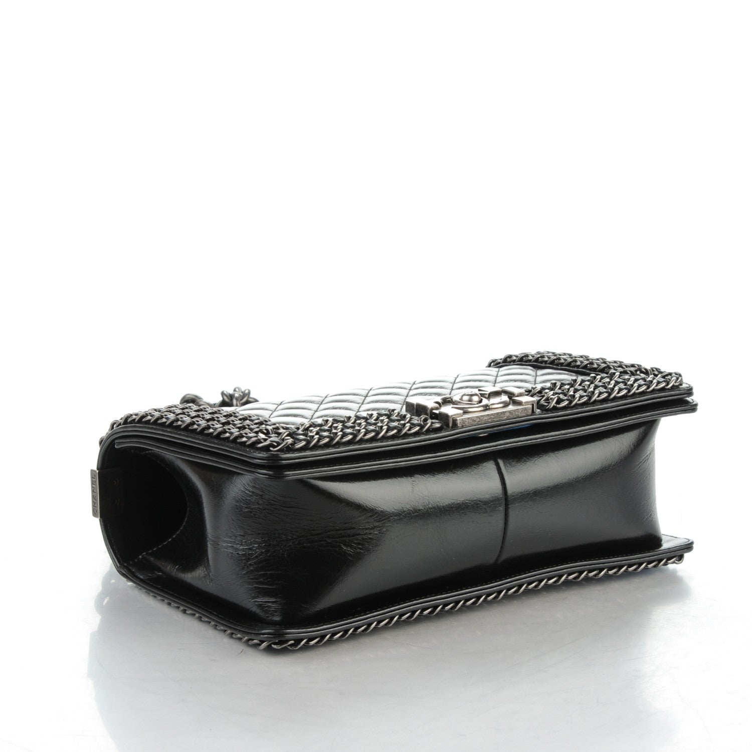 Chanel Glazed Calfskin Quilted Medium Boy Chained Flap Black 4 of 7