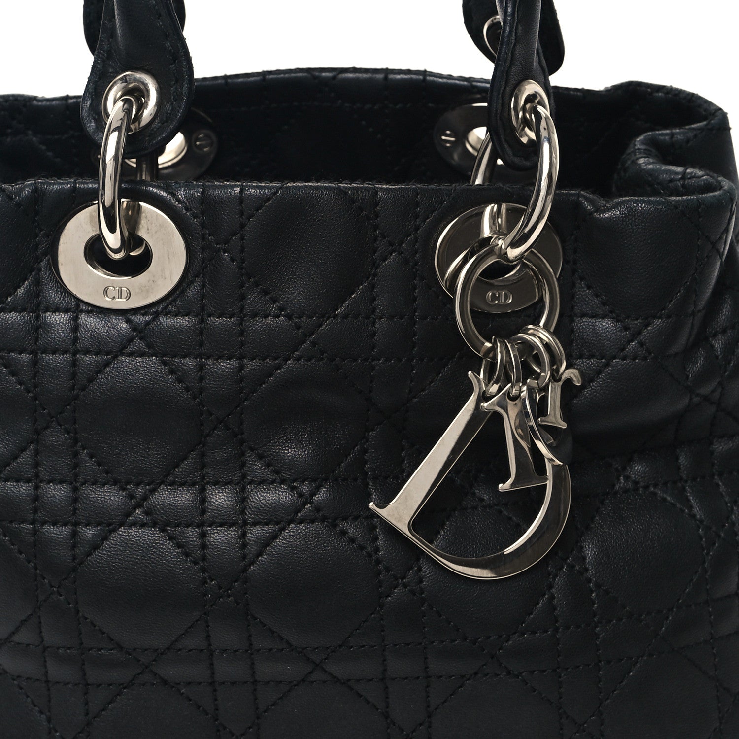 Christian Dior Lambskin Cannage Small Soft Lady Dior Tote Black 8 of 10