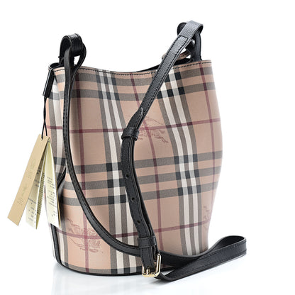 Burberry Haymarket Check Colours Small Lorne Bucket Crossbody Black 2 of 9