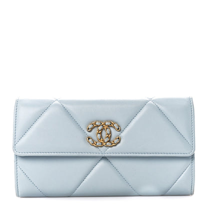 Chanel Lambskin Quilted Chanel 19 Flap Wallet Light Blue 1 of 12