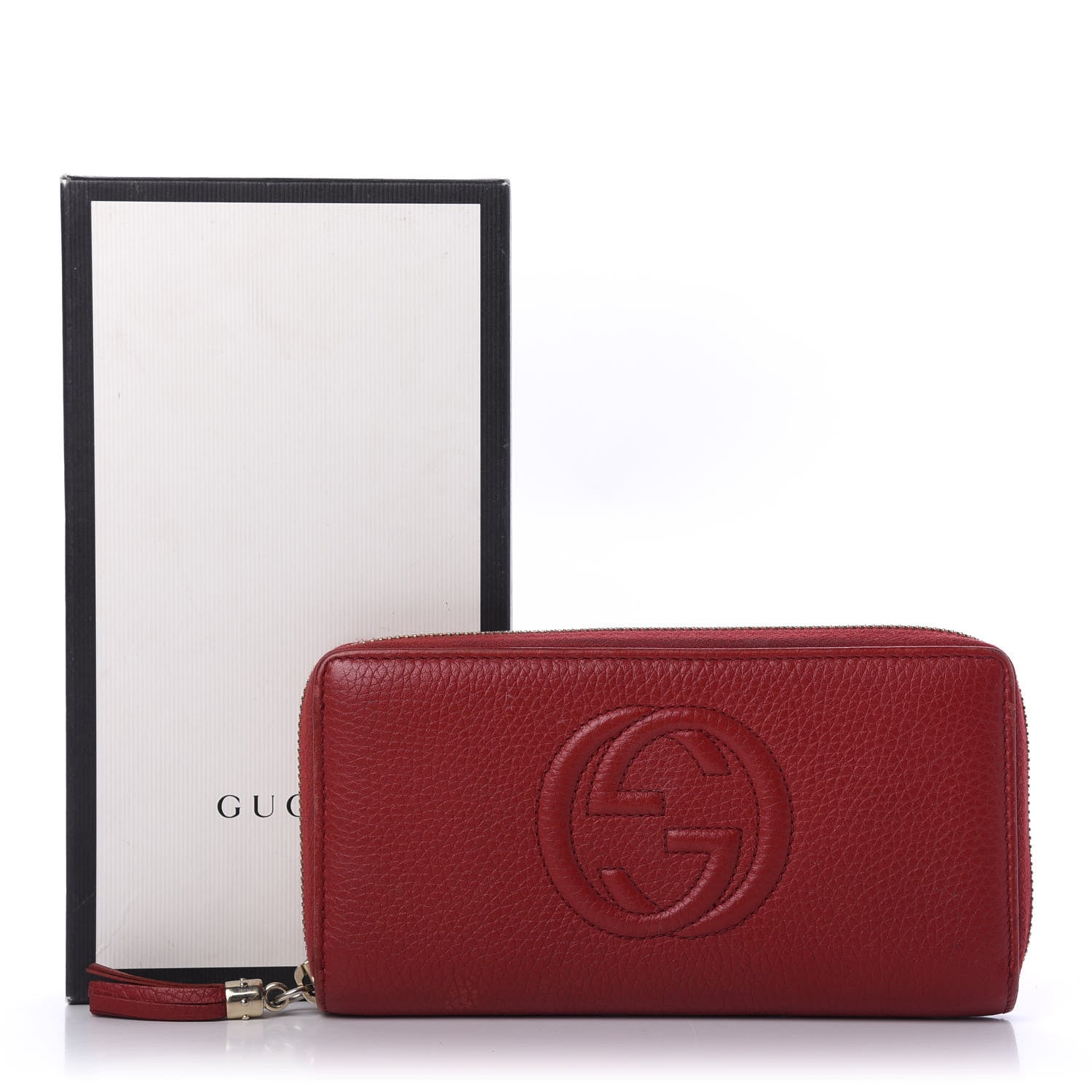 Gucci Pebbled Calfskin Soho Zip Around Wallet Red 10 of 10