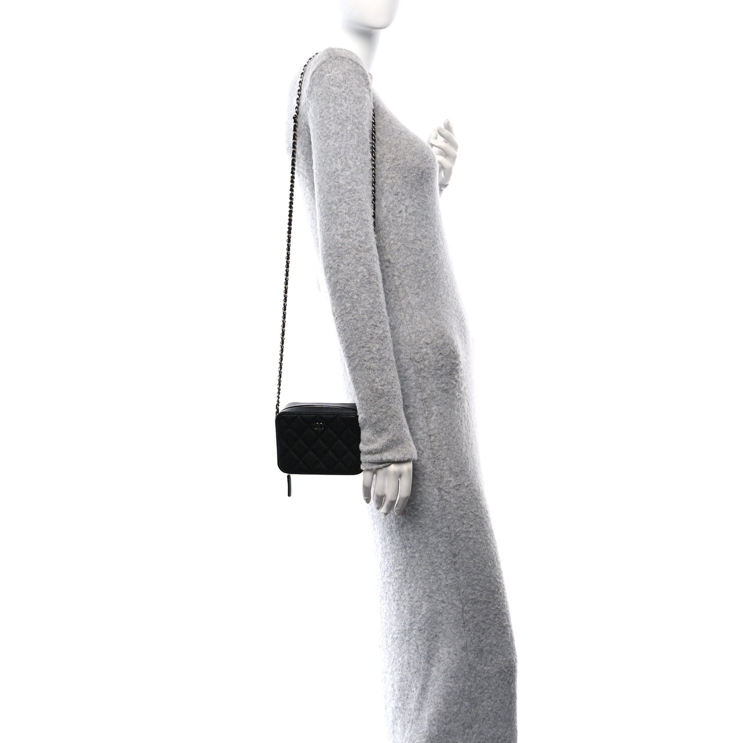 Caviar Quilted Camera Bag Black