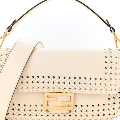 Fendi Vitello King Ceylon Woven Baguette White Ice 7 of 9