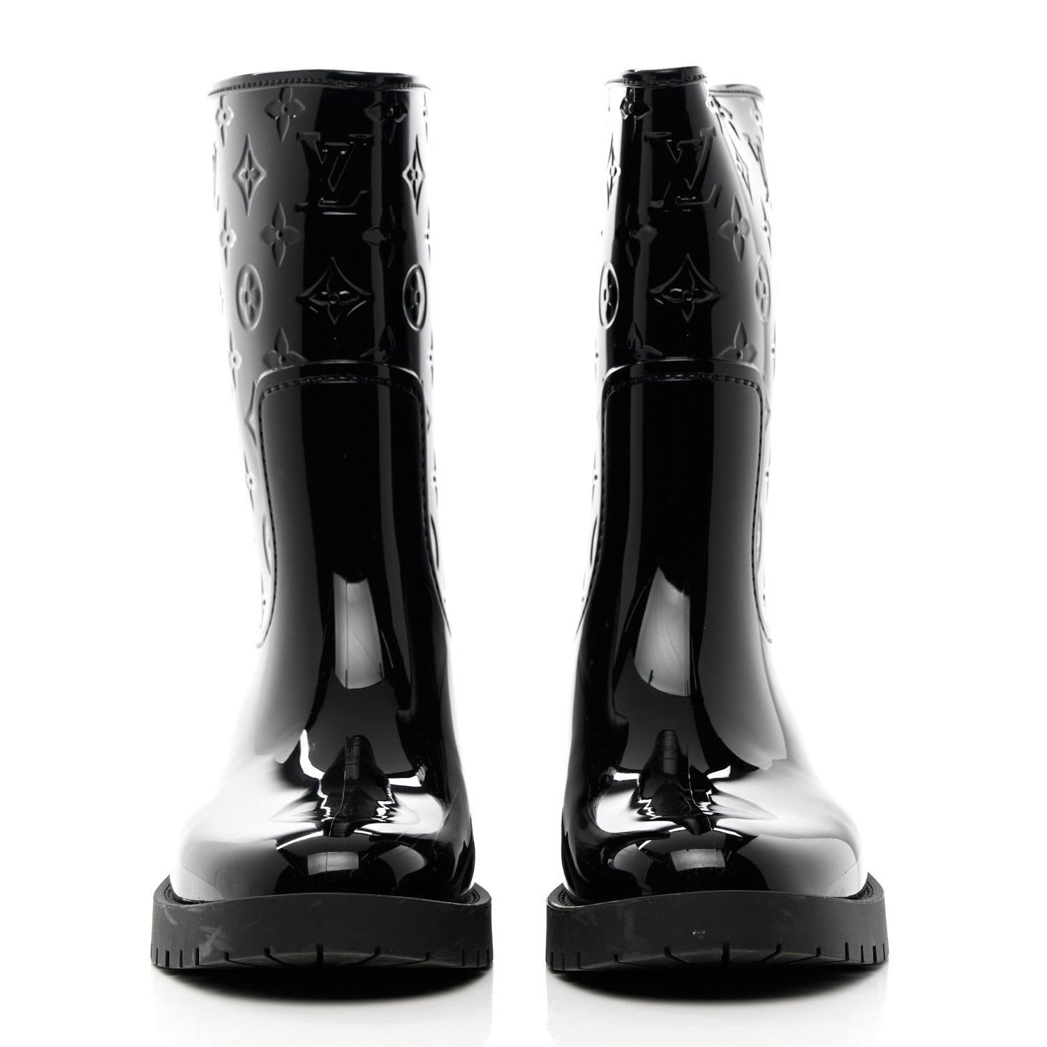 Louis Vuitton Rubber Embossed Monogram Splash Rain Short Boots 41 Black 2 of 12