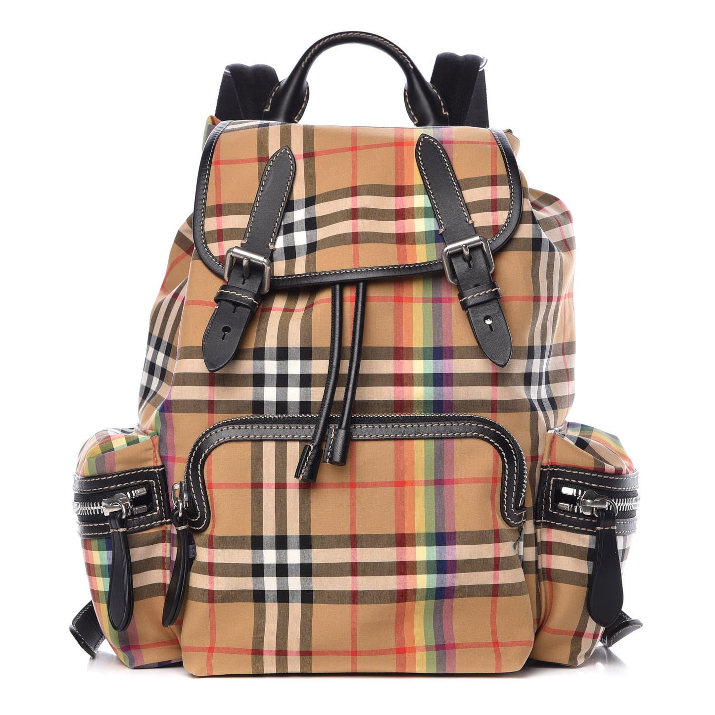 Vintage Rainbow Check Medium Rucksack Backpack Antique Yellow