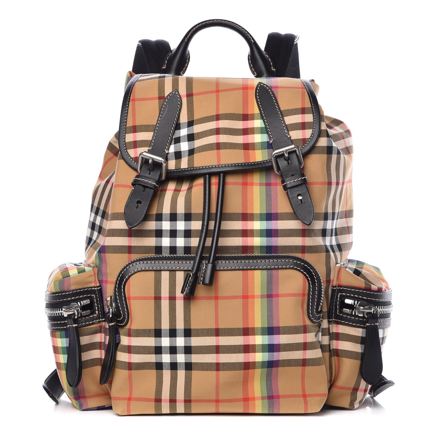 Burberry Vintage Rainbow Check Medium Rucksack Backpack Antique Yellow 1 of 7