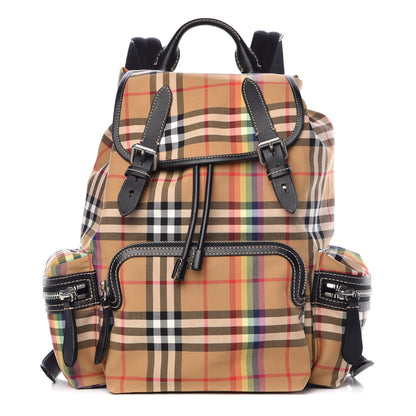 Burberry Vintage Rainbow Check Medium Rucksack Backpack Antique Yellow 1 of 7