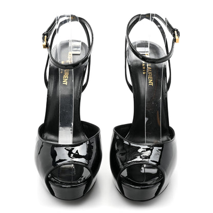 Saint Laurent Patent Tribute Lips Platform Sandals 40.5 Black 2 of 8