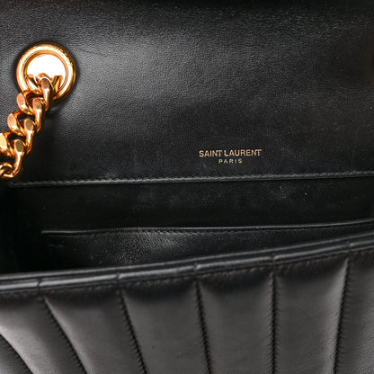 Saint Laurent Lambskin Matelasse Monogram Vicky Chain Wallet Black 12 of 15
