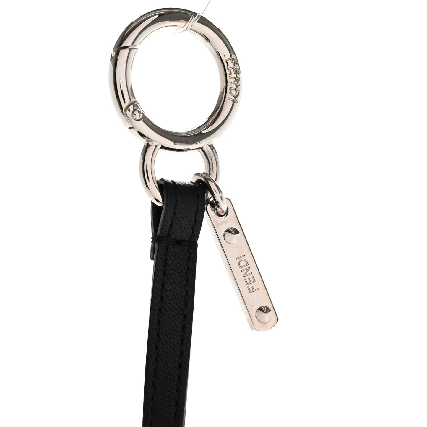 Fox Mink Goat Fur Nappa Karlito Bag Charm Black White Rosa
