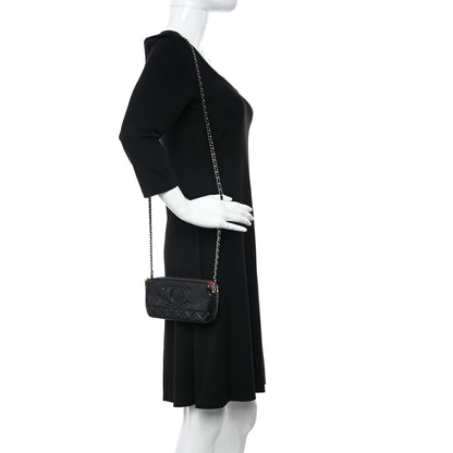 Chanel Glazed Aged Calfskin Quilted CC Small Clutch With Chain Black 2 of 14