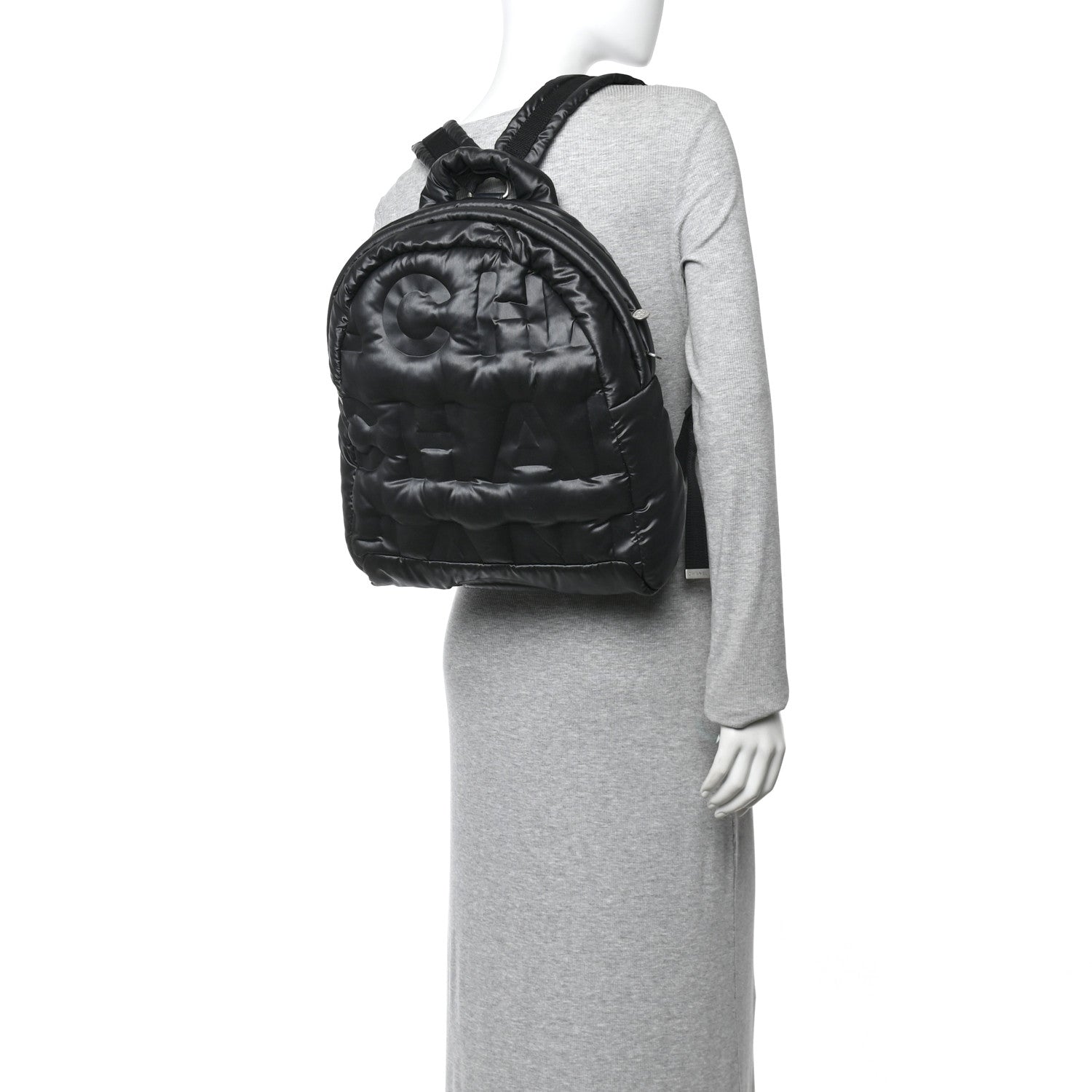 Chanel Nylon Embossed Small Doudoune Backpack Grey 2 of 10