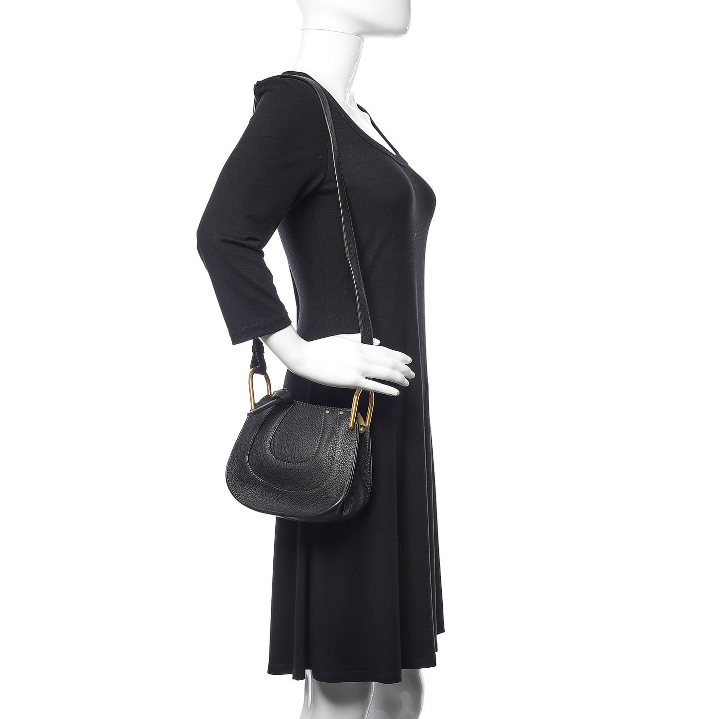 Grained Calfskin Nano Hayley Hobo Black