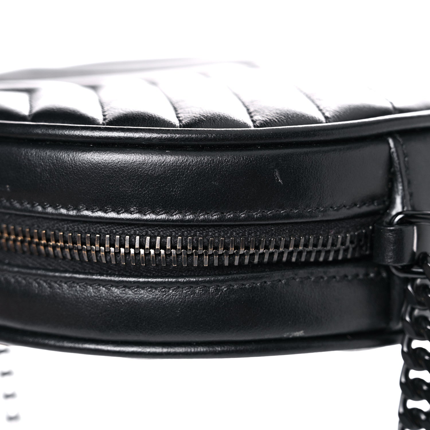 Saint Laurent Calfskin Matelasse Chevron Round Vinyle Camera Bag Black 11 of 17