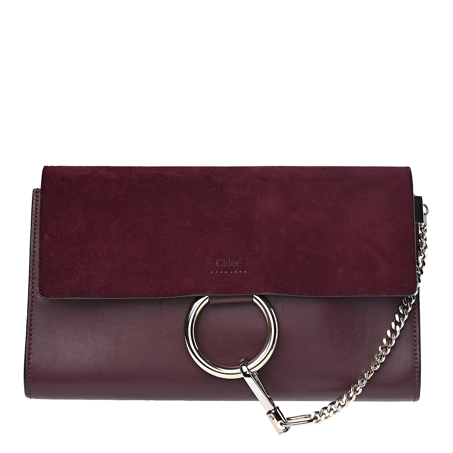 Chloe Suede Calfskin Faye Clutch Dark Purple 1 of 7
