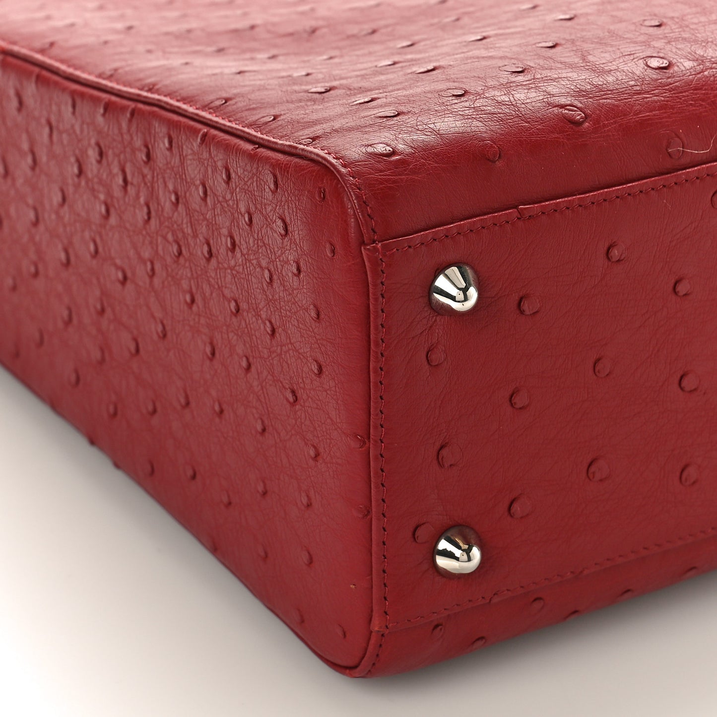 Ostrich Large Lady Dior Dark Brick