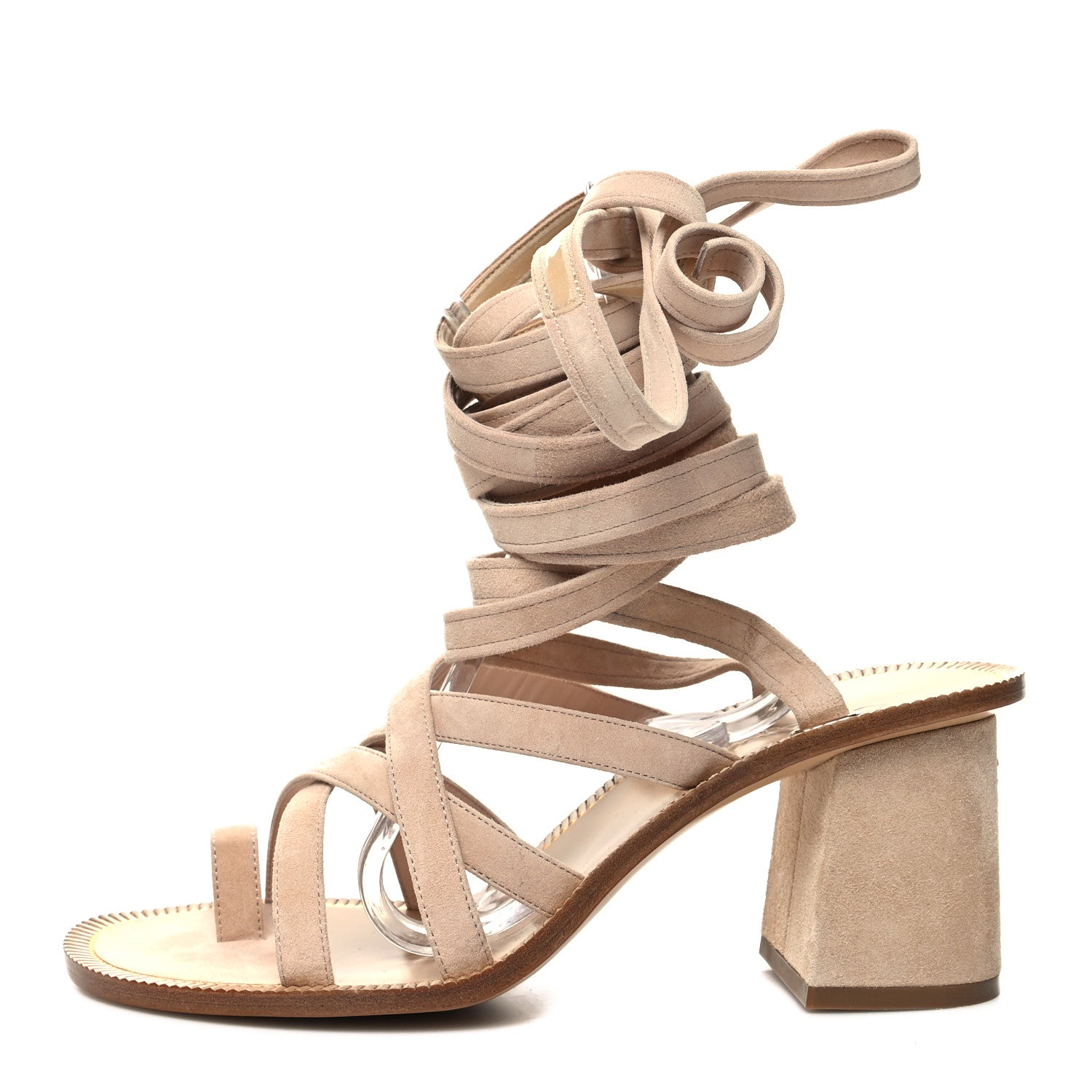 Chanel Suede Lace Up Gladiator Sandals 38 Light Pink 1 of 7