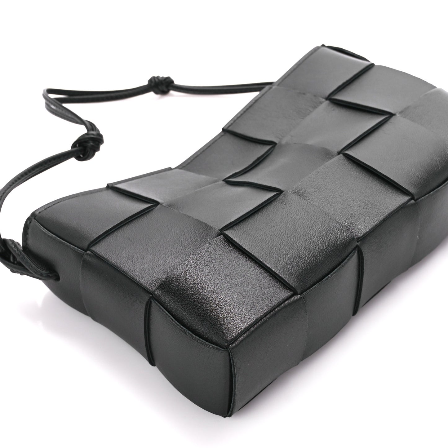 Calfskin Maxi Intrecciato Cassette Pouch On Strap Black