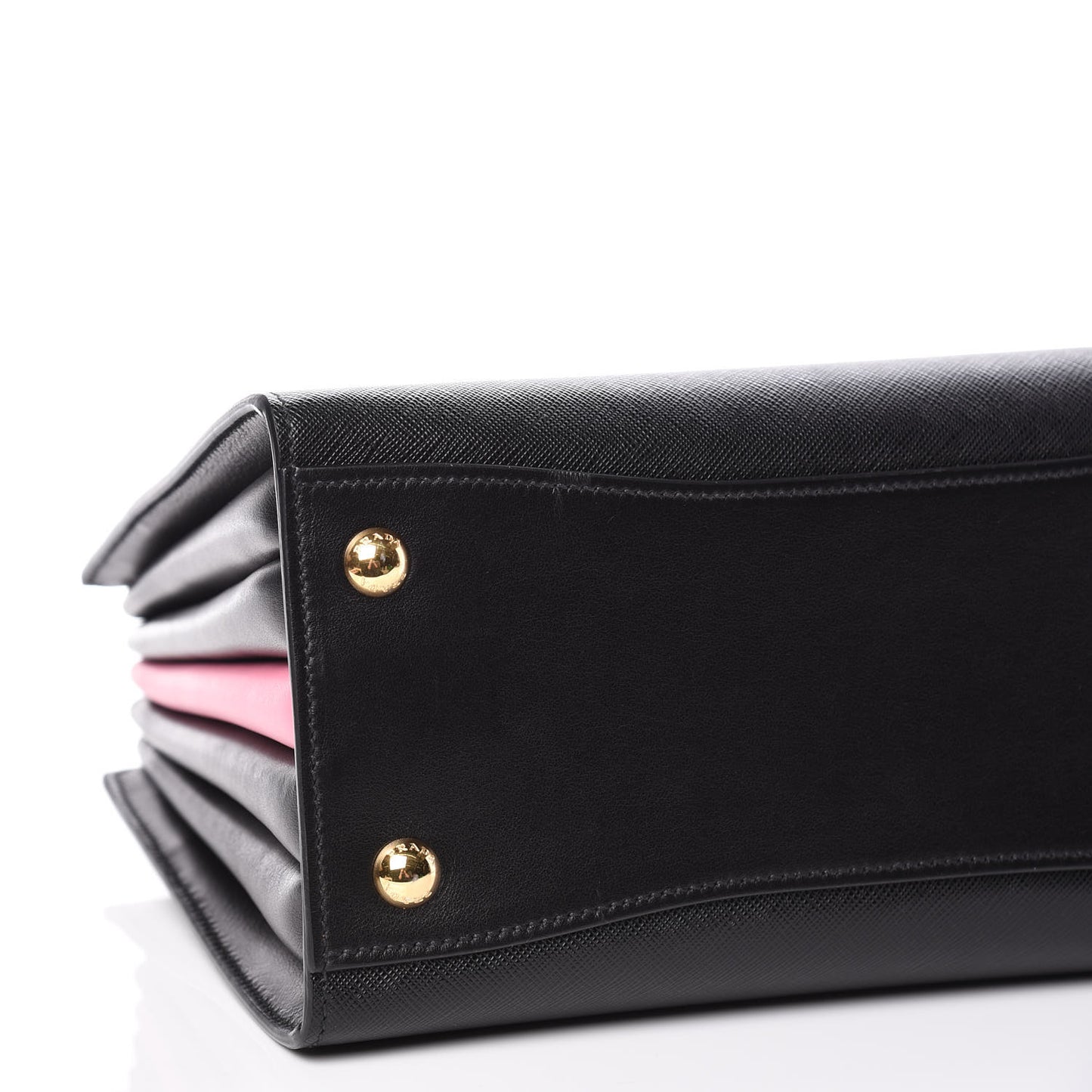 Saffiano City Calfskin Small Bibliothèque Top Handle Black Begonia