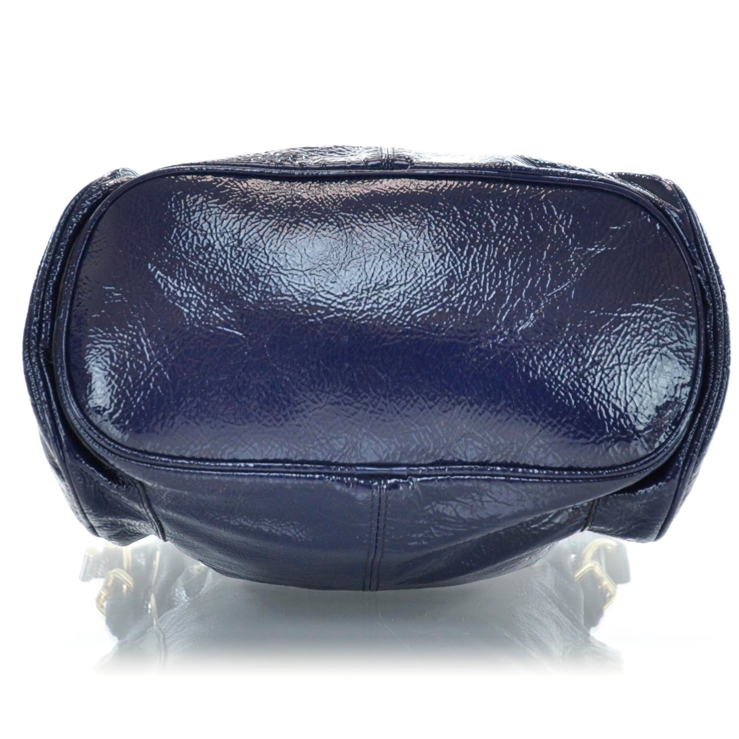 Jimmy Choo Crinkled Patent Ring Hobo Blue 6 of 9