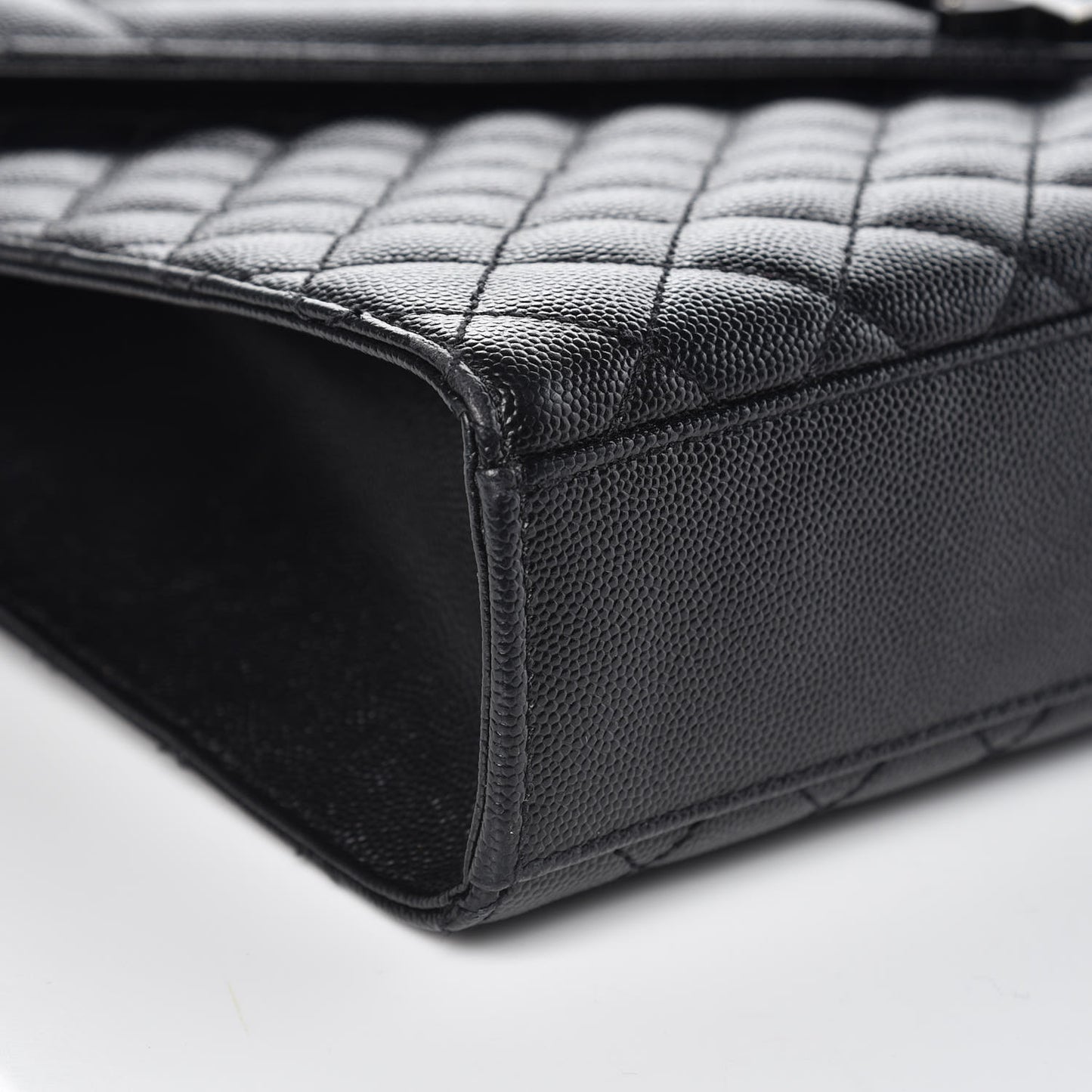 Grain De Poudre Textured Mixed Matelasse Large Triquilt Monogram Monochrome Satchel Black