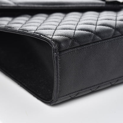 Saint Laurent Grain De Poudre Textured Mixed Matelasse Large Triquilt Monogram Monochrome Satchel Black 9 of 14