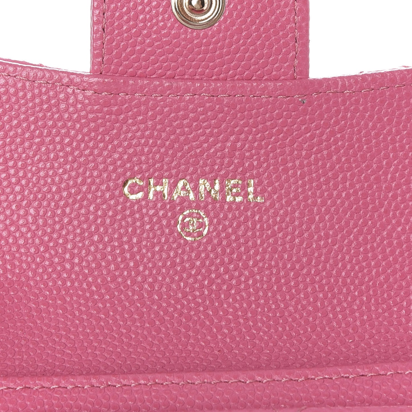 Caviar Quilted Flap Card Holder Wallet Pink