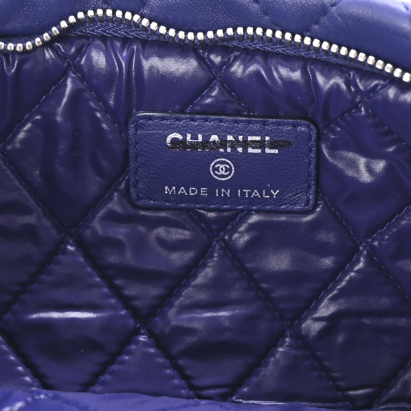 Lambskin Quilted CC Beauty Clutch Blue