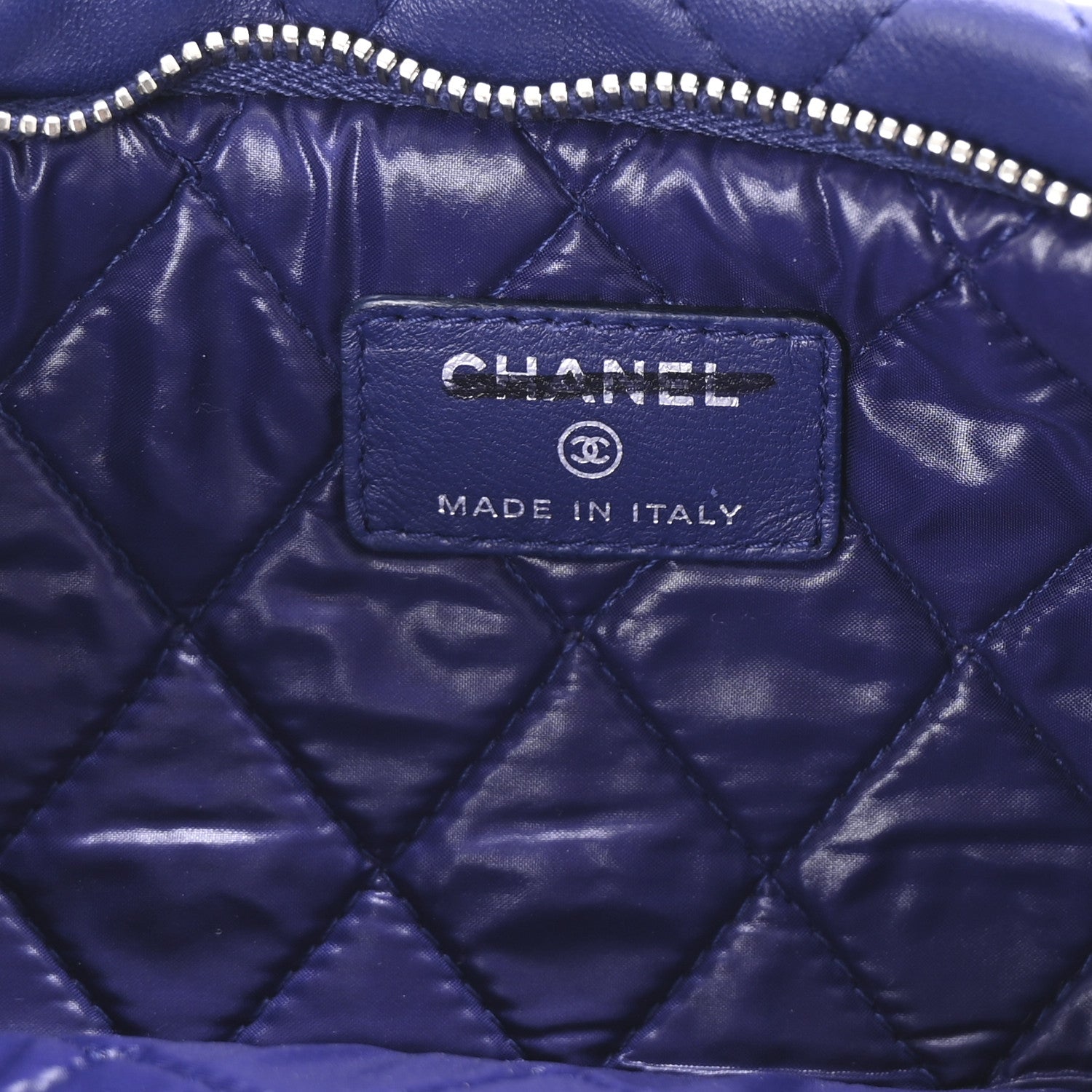 Chanel Lambskin Quilted CC Beauty Clutch Blue 6 of 7