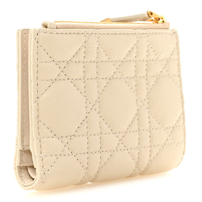 Christian Dior Grained Calfskin Supple Cannage Caro Dahlia Wallet Dusty Ivory 3 of 7