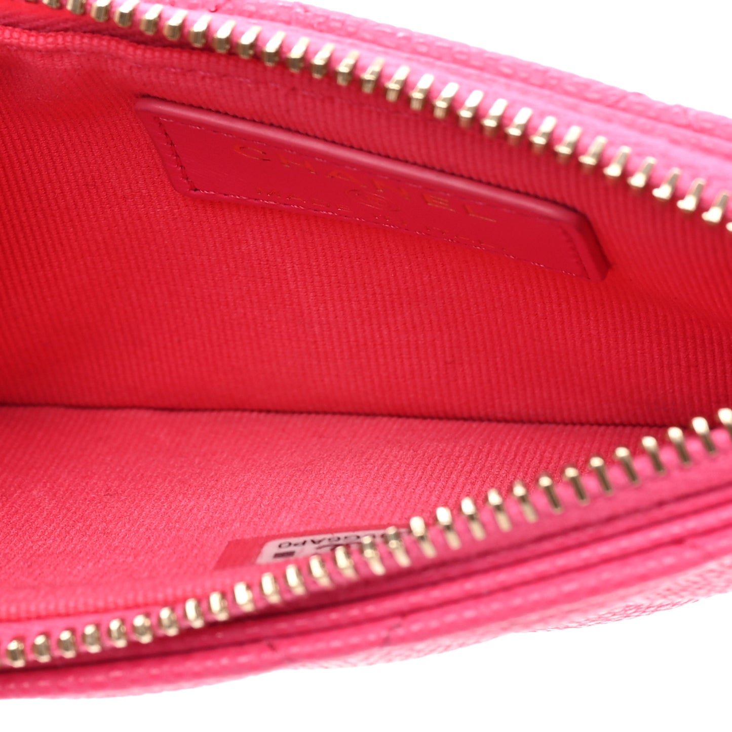 Caviar Quilted Flap Zip Card Holder Dark Pink