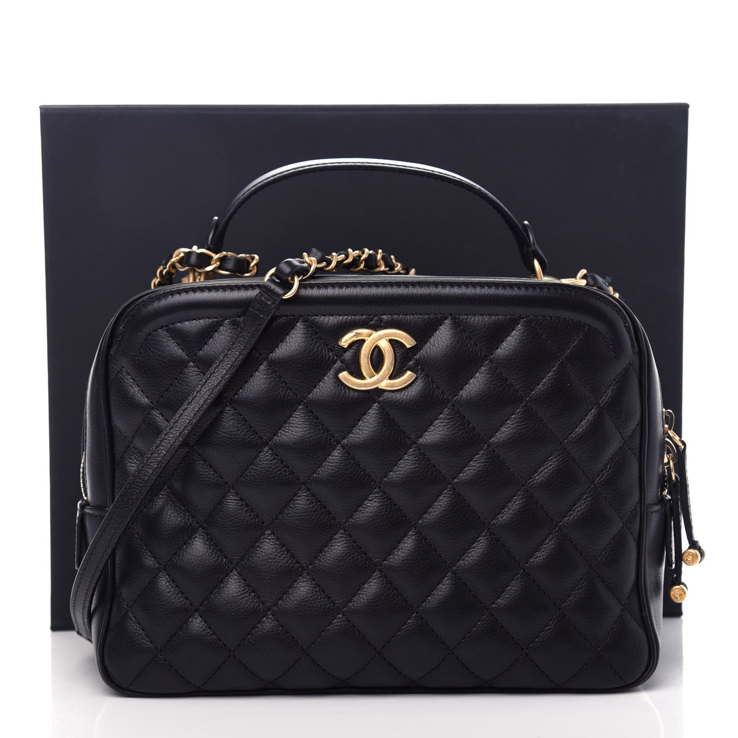 Chanel Calfskin Quilted CC Medium Vanity Case Black 11 of 11