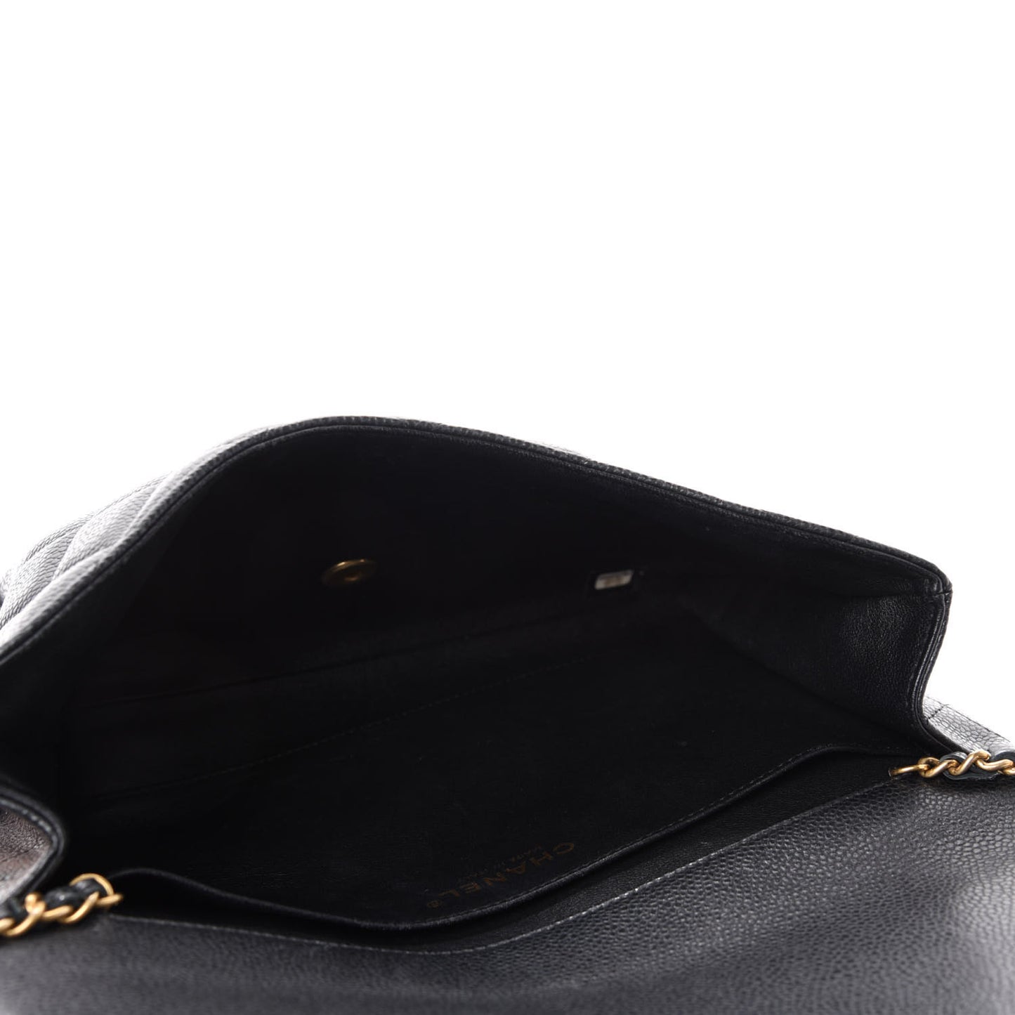 Caviar Quilted Clutch With Chain Flap Black