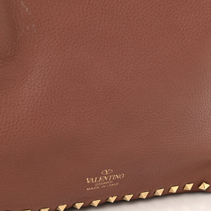 Valentino Garavani Grained Calfskin Medium Rockstud Reversible Tote Dark Rose Grey 15 of 22