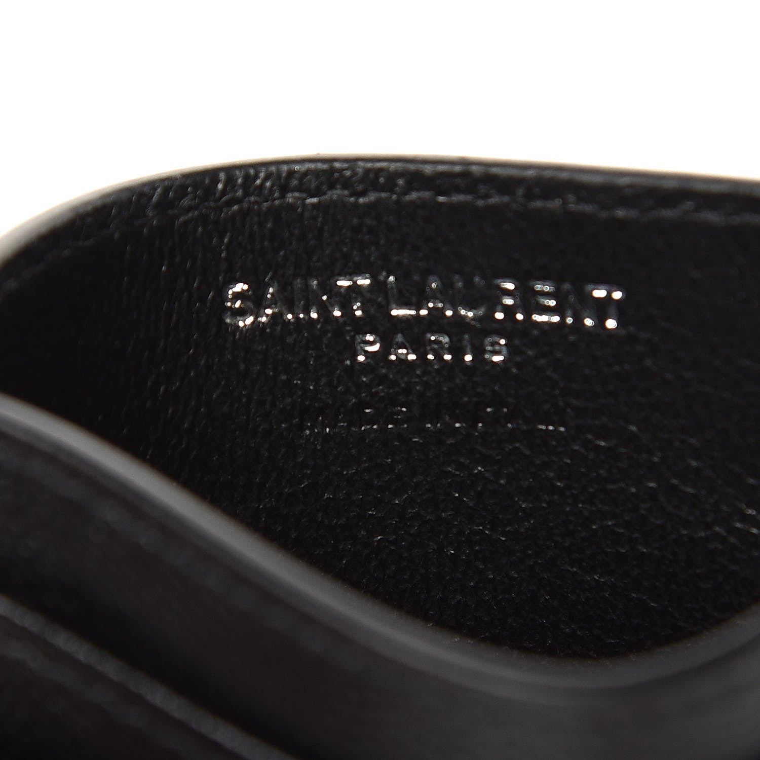 Saint Laurent Grain De Poudre Matelasse Chevron Monogram Credit Card Case Black 6 of 7