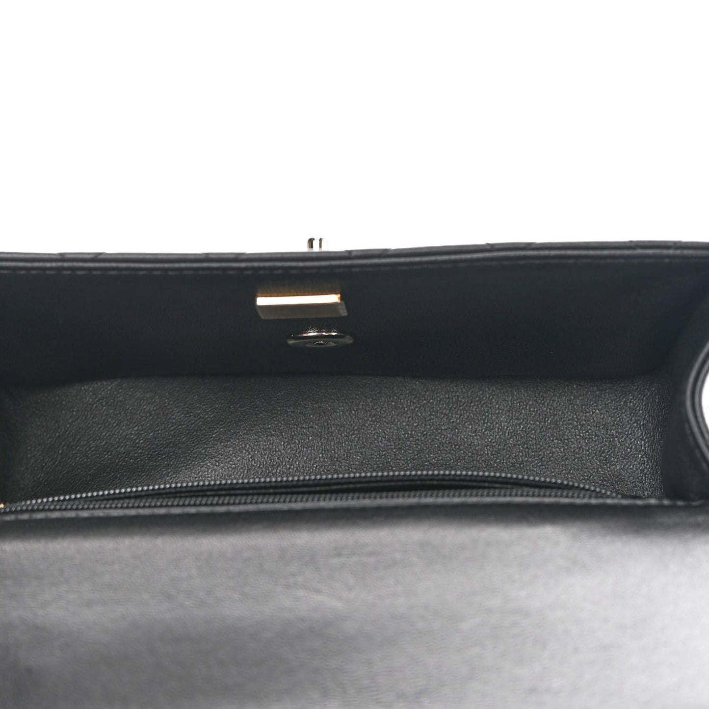 Lambskin Quilted Mini Top Handle Rectangular Flap Black