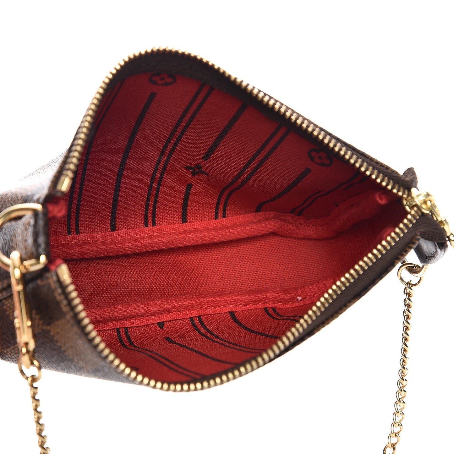 Damier Ebene Complice Trunks and Bags Mini Pochette Accessories Red