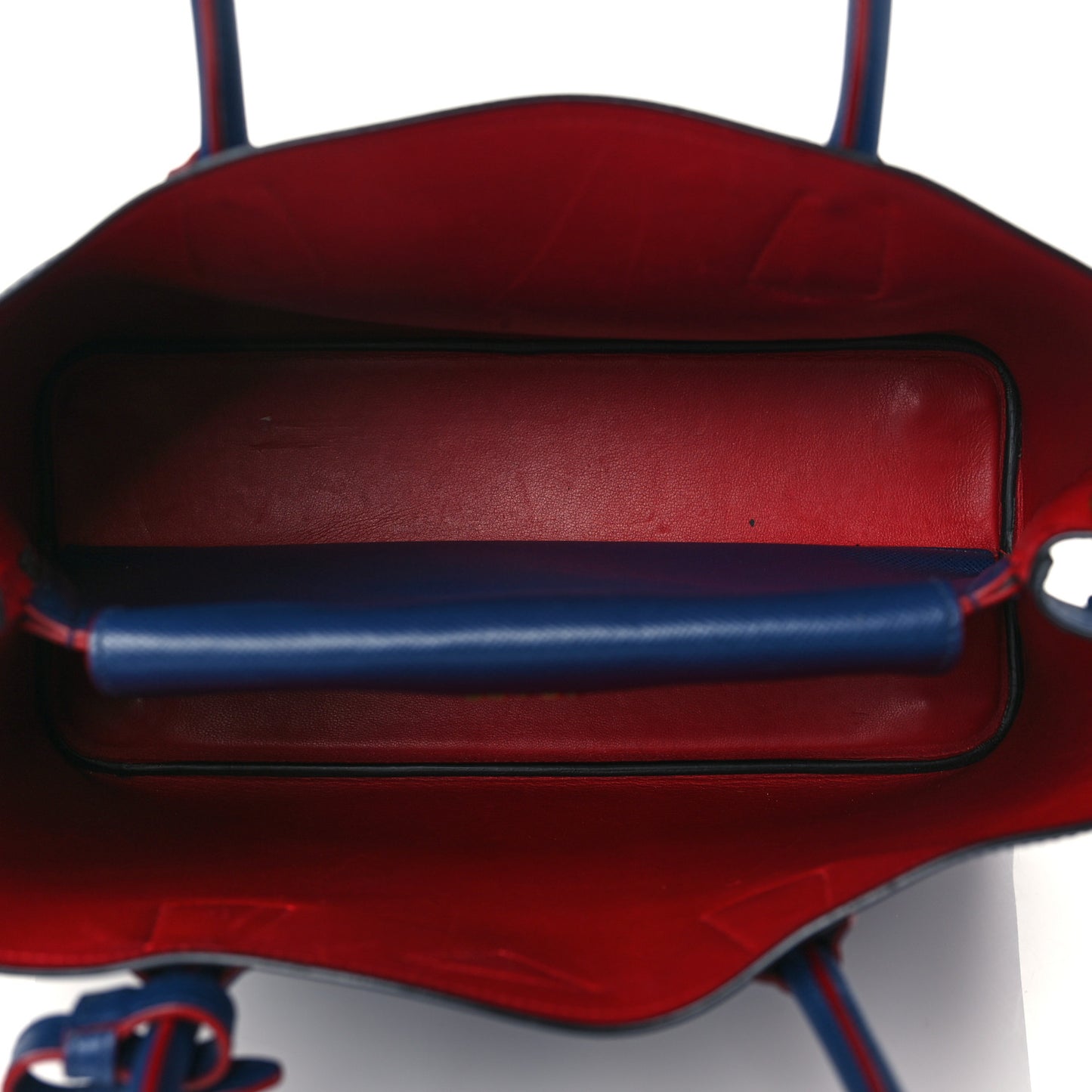 Saffiano Cuir Medium Double Bag Bleuette Rosso