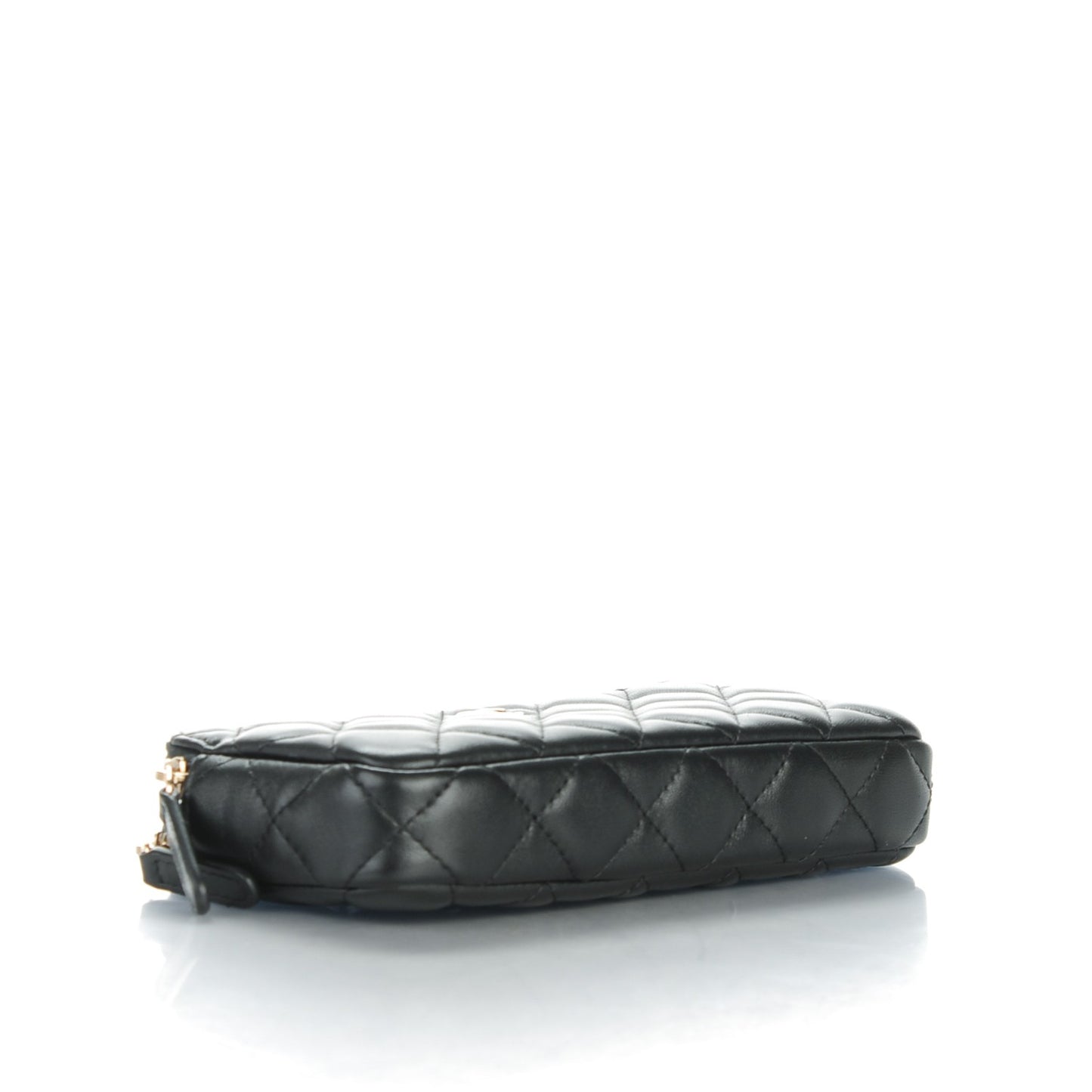 Lambskin Quilted Small Clutch With Chain Black