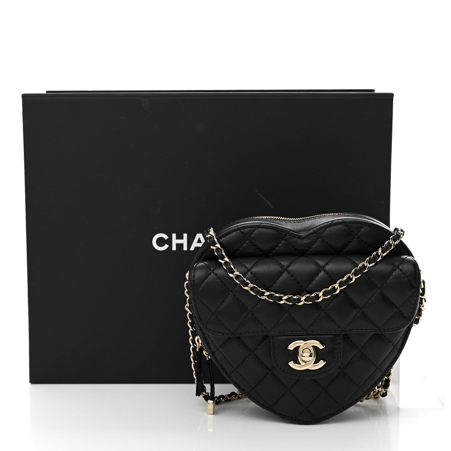 Lambskin Quilted CC In Love Heart Bag Black