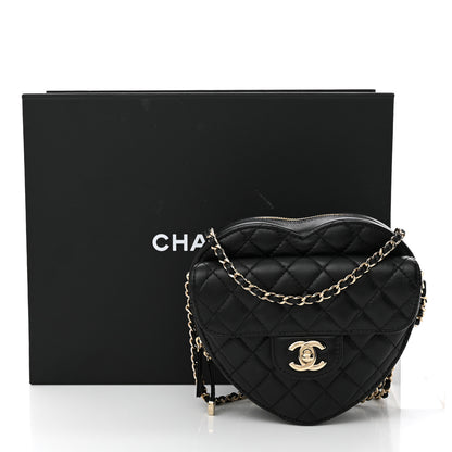 Chanel Lambskin Quilted CC In Love Heart Bag Black 11 of 11